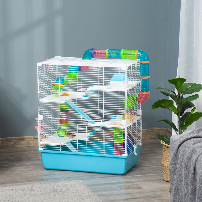 Blue hamster cage best sale