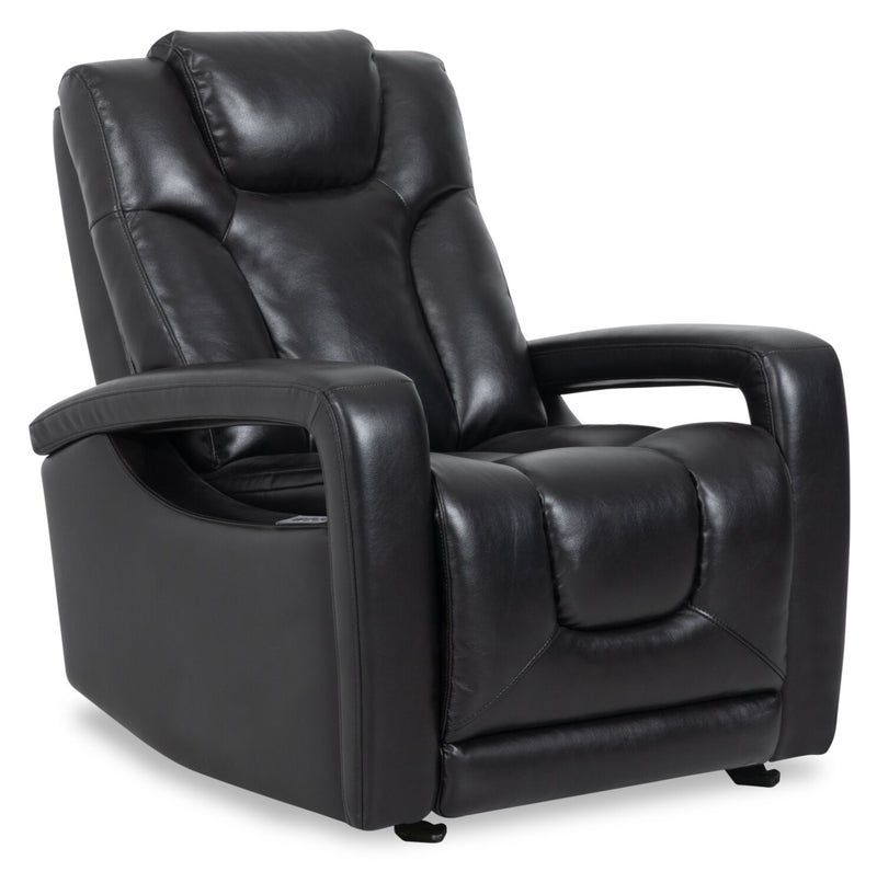 Kenzo 35 Black Faux Leather Power Reclining Chair with Power Headr. The Brick