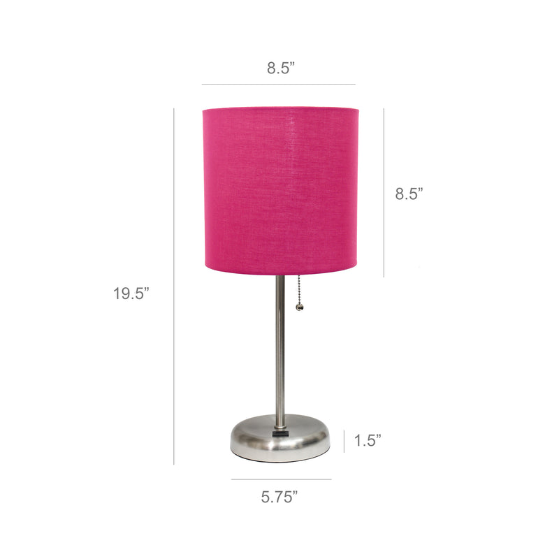 Limelights Stick Lamp with Usb Charging Port And Fabric Shade, Pink... The Brick