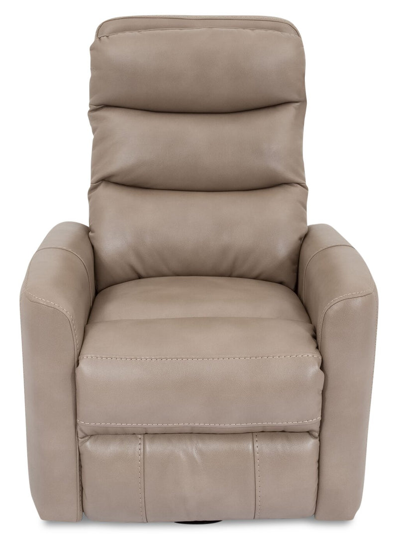 Quinn Leather Look Fabric Swivel Rocker Power Recliner Taupe The Brick