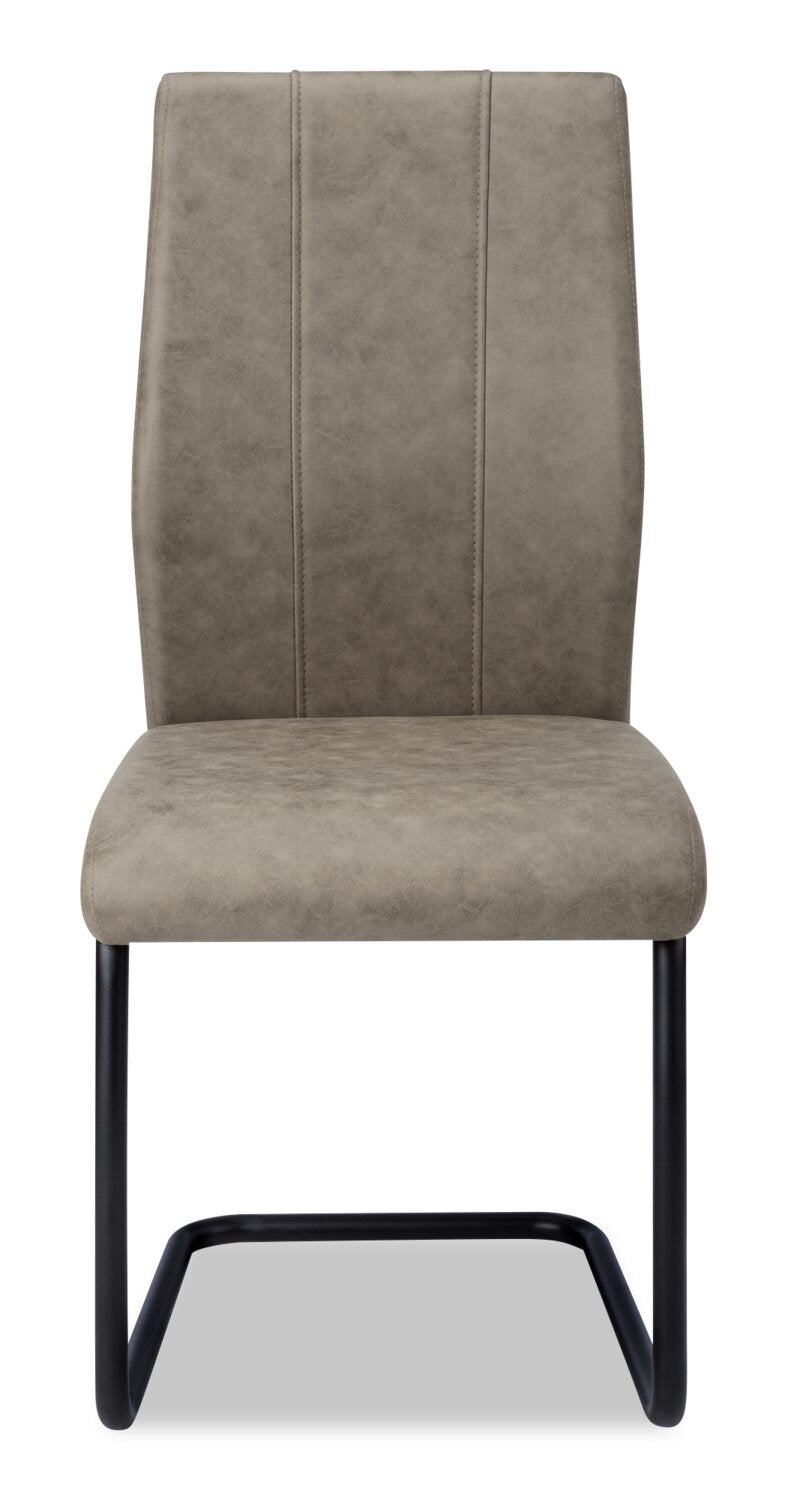 Heath Dining Chair with Vegan Leather Fabric Metal Taupe The Brick