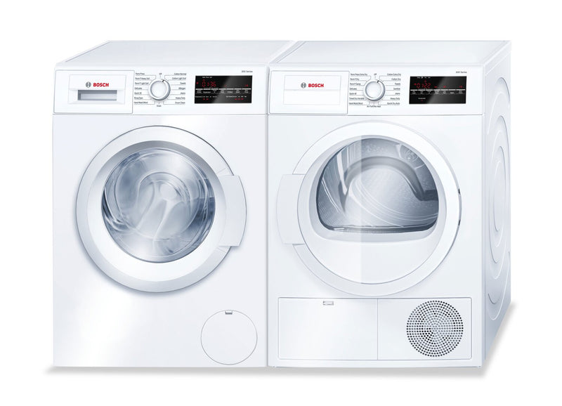 Bosch 300 Series 2.2 Cu. Ft. Front Load Washer and 4 Cu. Ft