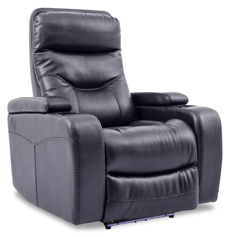 Glow Leather Look Fabric Power Recliner with Adjustable Headrest