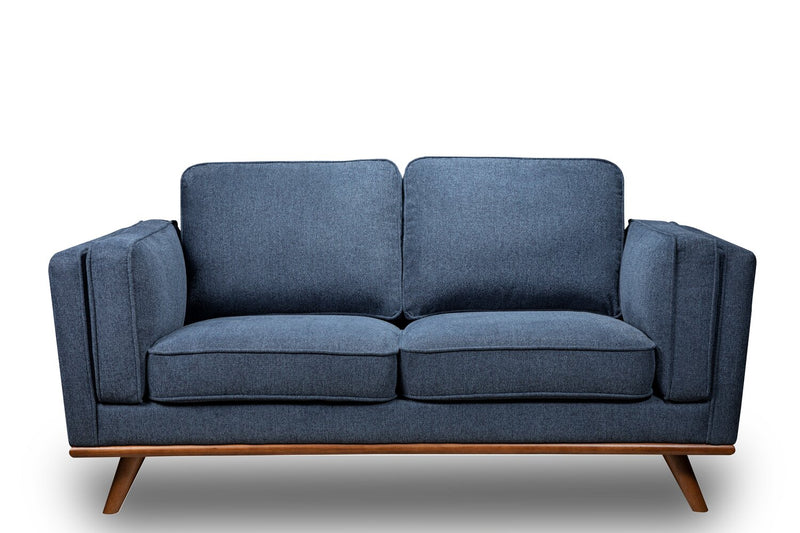 Kassia Linen-look Loveseat - Blue 