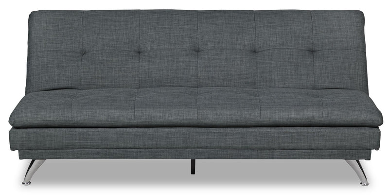 June 73.2" Grey Linen-Look Fabric Klik Klak Futon with Metal Legs a... | The Brick