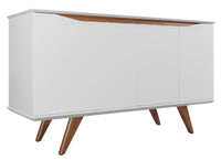 Manhattan Comfort Tudor 53.15” Sideboard with 4 Shelves - White & Maple Cream