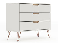 Manhattan Comfort Rockefeller Mid-Century Modern Dresser with 3-Drawers - Off White