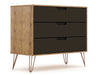 Manhattan Comfort Rockefeller Mid-Century Modern Dresser with 3-Drawers - Natural & Textured Grey