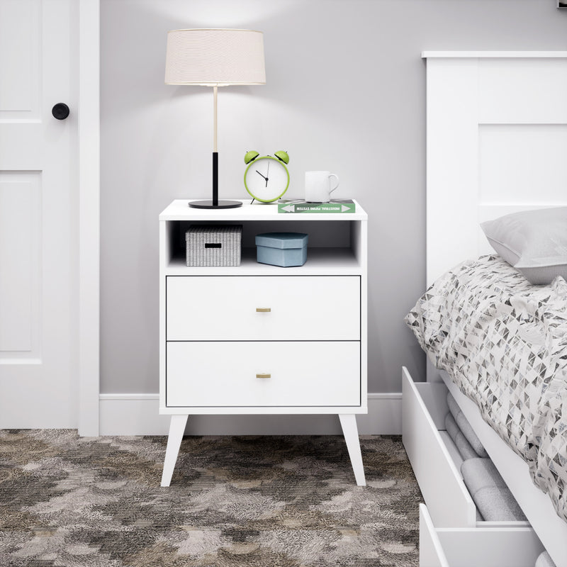 Milo 2-Drawer Tall Nightstand - White | The Brick