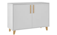 Manhattan Comfort Mid-Century Modern Herald Double Side Cabinet with 2 Shelves - White