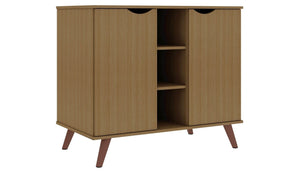 Manhattan Comfort Hampton 39.37” Buffet Stand Cabinet with 7 Shelves & Solid Wood Legs - Maple Cream