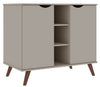 Manhattan Comfort Hampton 39.37” Buffet Stand Cabinet with 7 Shelves & Solid Wood Legs - Off White