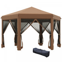 Outsunny 12.5' Pop Up Gazebo Hexagonal Canopy Tent Outdoor Shelter Pavilion Sun Protection With Mesh