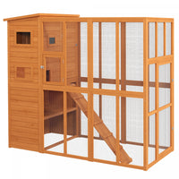 Pawhut Large Catio Outdoor Cat Enclosure Weatherproof Cat House With Cat Condo, Indoor Wooden Cat Ca