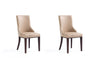 Manhattan Comfort Set of 2 Shubert Modern Faux Leather & Velvet Dining Chairs - Tan