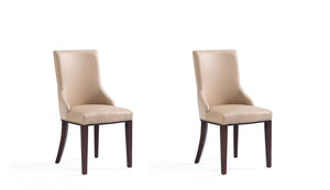 Manhattan Comfort Set of 2 Shubert Modern Faux Leather & Velvet Dining Chairs - Tan