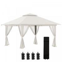 Outsunny 13' X 13' Pop Up Canopy With Mesh Sidewalls, Easy Up Canopy Tent Shelter With 2-tier Roof, 