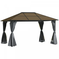 Outsunny 10' X 13' Patio Gazebo Aluminum Framed Polycarbonate Roof Hardtop Garden Canopy Party Tent 