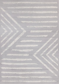 Forte Grey White Modern Striped Area Rug - 7'9