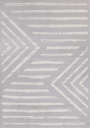 Forte Grey White Modern Striped Area Rug - 7'9