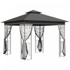 Outsunny 10'x10' Gazebo Canopy Outdoor Patio Sun Shelter Uv Protect W/ 2-tier Polyester Roof Curtain Sidewalls And Steel Frame Grey