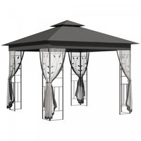 Outsunny 10'x10' Gazebo Canopy Outdoor Patio Sun Shelter Uv Protect W/ 2-tier Polyester Roof Curtain