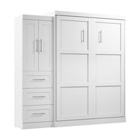 Bestar Pur Queen Murphy Bed with Closet Storage Cabinet (89 W) - White