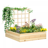 Outsunny Large Raised Garden Bed With Trellis For Climbing Plants, 47 Inch Wooden Box Planters For O