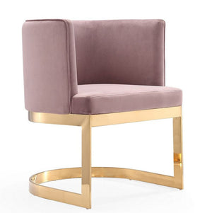 Manhattan Comfort Aura Velvet Dining Chair - Blush & Polished Brass