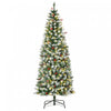 Homcom 6' Prelit Flocked Artificial Xmas Tree W/ Pine Cones, Berries