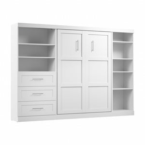 Bestar Pur Full Murphy Bed with Shelving and Drawers 120-Inch Wall Bed