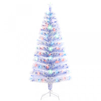 Homcom 5ft Pre-lit Led Optical Fiber Artificial Christmas Tree With 180 Branches