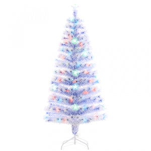 Homcom 5ft Pre-lit Led Optical Fiber Artificial Christmas Tree With 180 Branches