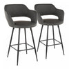 LumiSource Margarite Grey Faux Leather Contemporary Counter-Height Stool - Set of 2