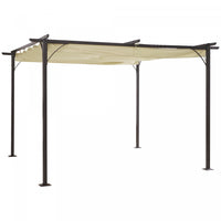 Outsunny 11.5' X 11.5' Outdoor Pergola,sun Shade Gazebo With Square Retractable Canopy For Garden, D