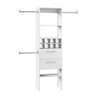 Bestar Carina Closet 24 W Closet Organizer with Clothing Rods, Drawers & Cubbies - White