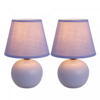 Simple Designs Mini Ceramic Globe 2-Piece Table Lamp Set - Purple