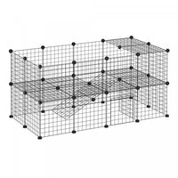 Pawhut 36 Pcs Metal Mesh Pet Playpen Portable Diy Small Animal Cage House Kennel Crate Fence With Ma