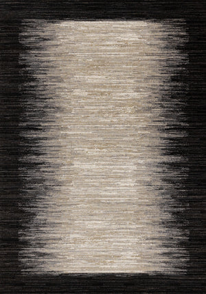 Amelia Dense Black Beige Border Area Rug - 5'3