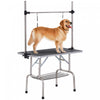 Pawhut Adjustable Dog Grooming Table Rubber Top 2 Safety Slings Mesh Storage Basket Heavy Metal Black 42.25
