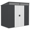 Outsunny 6.5' X 4' Outdoor Storage Shed With Floor Foundation, Lockable Metal Garden Tool Storage House Organizer With Sliding Doors And Vents For Backyard, Patio, Lawn, Charcoal Grey