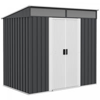 Outsunny 6.5' X 4' Outdoor Storage Shed With Floor Foundation, Lockable Metal Garden Tool Storage Ho