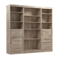 Bestar Pur 86 W Closet Organization System with Drawers - Rustic Brown