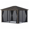 Outsunny 10' X 12' Deluxe Hardtop Gazebo With Metal Roof, Aluminum Frame Patio Gazebo Garden Sun Shelter Outdoor Pavilion With Curtains And Netting, Grey