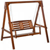 Outsunny 2-seater Wood Porch Swing Chair With Stand For Outdoor, Patio