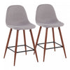 LumiSource Pebble Light Grey Fabric Mid-Century Modern Counter-Height Stool - Set of 2