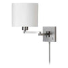 Dainolite Dainolite Swing Arm Wall Sconce Satin Chrome White Drum Shade Lamp