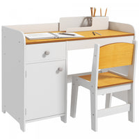 Qaba Kids Desk And Chair Set For 3-6 Year Old With Storage Drawer, Study Table And Chair For Childre