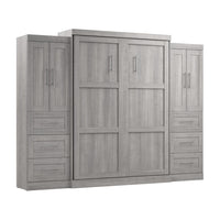 Bestar Pur Queen Murphy Bed with Closet Storage Cabinets (115 W) - Platinum Grey