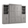 Bestar Pur Queen Murphy Bed with Closet Storage Organizers (115 W) - Platinum Grey